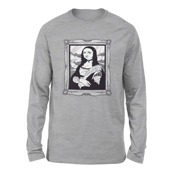 Gothic Monalisa Men/Unisex Drop Shoulder Sweatshirt in Athletic Heather color